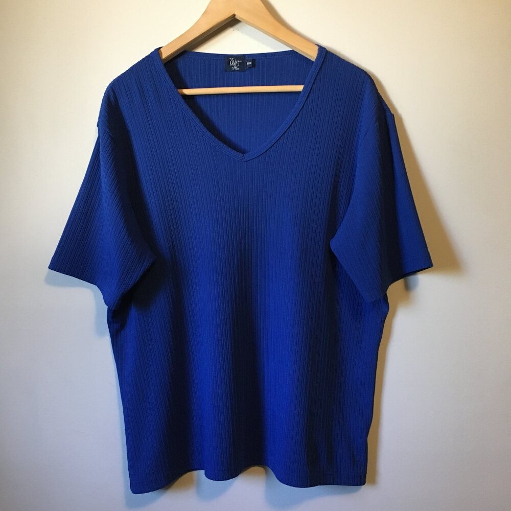 Vintage WE Made in Canada Phthalo Blue Ribbed Short Sleeve T-Shirt